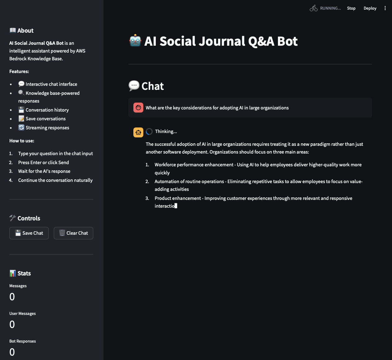 Chatbot UI with Answer